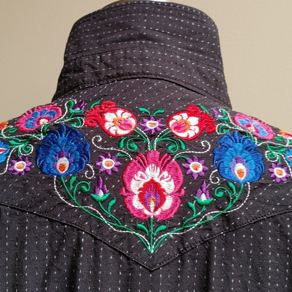 Panhandle Rough Stock Western Snap Shirt Size L